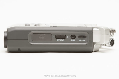 Along the right side, h4n has sd card slot, record level, and menu navigation.