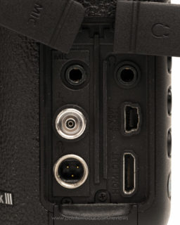 Input and output ports on the 5D Mark III.