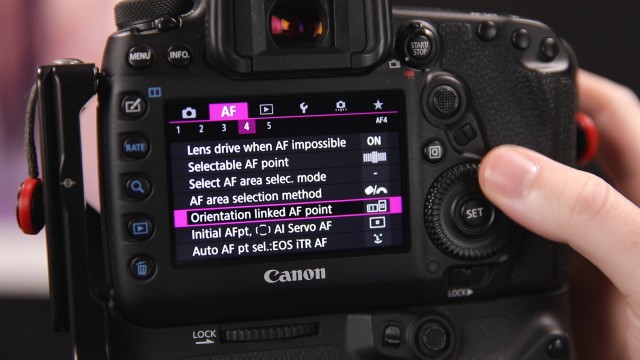 AF configuration 3 menu orientation linked af points selected