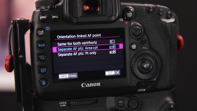 Orientation linked af points configuration screen.