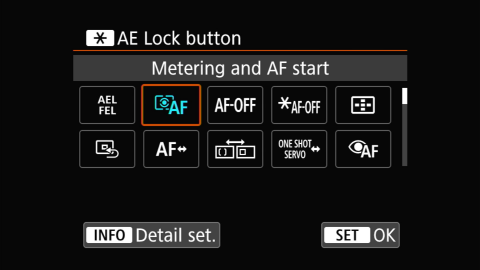 EOS r5 ae lock button customization
