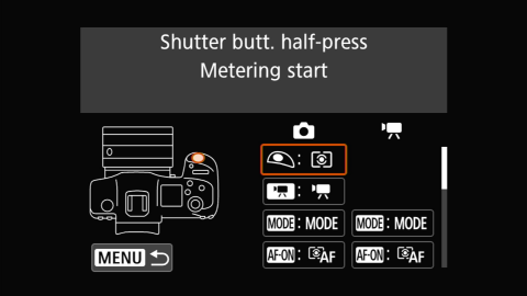 EOS r5 button customization menu